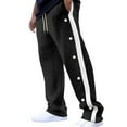 thumbnail image 1 of RXIRUCGD Men's Fashion Casual Hanging Color Patchwork Loose Button Wide Leg Pants, Black, Size: S, 1 of 6