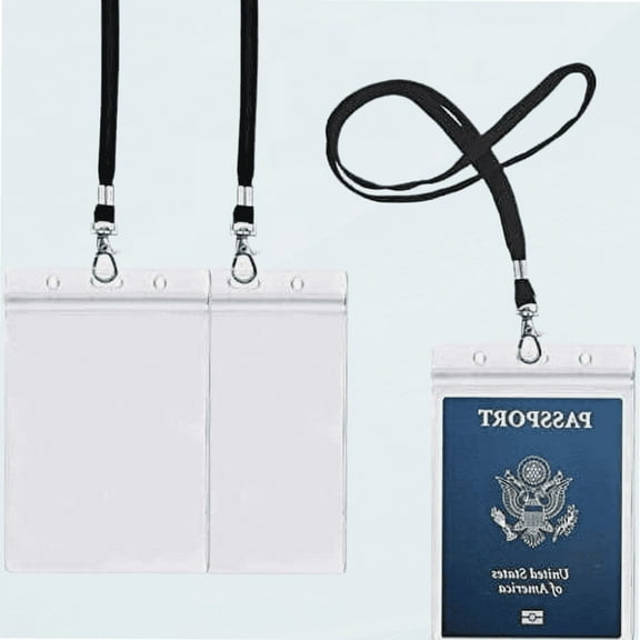4x6Inch Extra Large Passport Holders ID Badge PVC Card Holder with Lanyards Fill for Passports by (3Pack Black Lanyards)