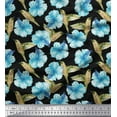 thumbnail image 1 of Soimoi Japan Crepe Satin Fabric Hummingbird & Floral Print Fabric by Yard 42 Inch Wide, 1 of 1