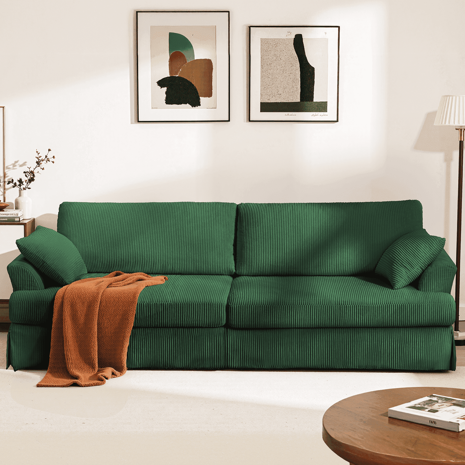 87" Sofa, Comfy Cloud Couch, Upholstered Couch for Living Room, Green