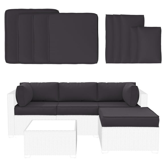 Snubbull 9 Pcs Outdoor Patio Cushion Covers with 4 Size, Waterproof & Zippered, Grey