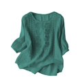 thumbnail image 4 of NMMUED Two Piece Sets for Women Summer Womens Linen Set Summer Lounge Sets for Women Pants Sets Women 2 Piece Outfits Travel Outfits for Women, Dark Green XL, 4 of 9