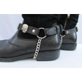 thumbnail image 7 of Black Unisex Chains Boots Pair Leather Straps Silver Metal Skulls, 7 of 7