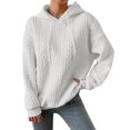 thumbnail image 2 of Women's Hoodies Long Sleeve Casual Solid Drawstring Hoodie Sweatshirts For Women Pullover, Jacquard Design Fall Winter Fashion with Soft Fabric for Cozy Wear,White,2XL, 2 of 9