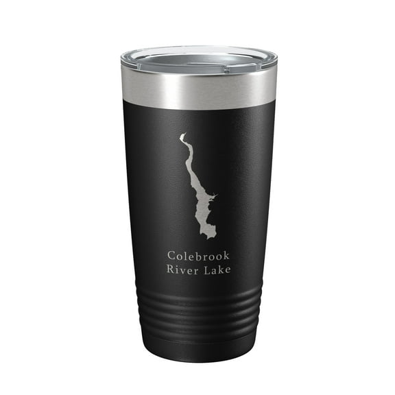 Colebrook River Lake Map Tumbler Travel Mug Insulated Laser Engraved Coffee Cup Connecticut Massachusetts 20 oz Black