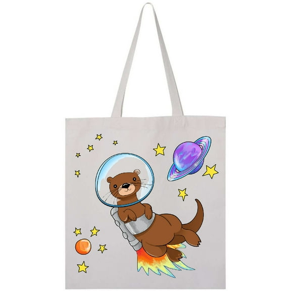 Inktastic Otter Space Cute Otter with Rocket Pack Tote Bag