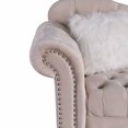 thumbnail image 3 of Morden Fort Luxury Velvet Living Room Chair Chesterfield Tufted Camel Back Armchair, Beige, 3 of 6