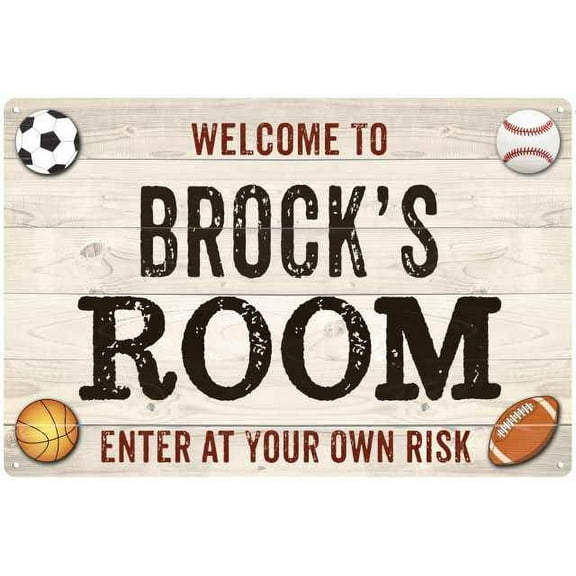 BROCK'S Room Kids Bedroom Sign Boy's Gift 8x12 Metal 108120090261