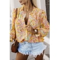 thumbnail image 1 of Women's Yellow Paisley Print Ruffled Trim Boho Shirt, 1 of 5