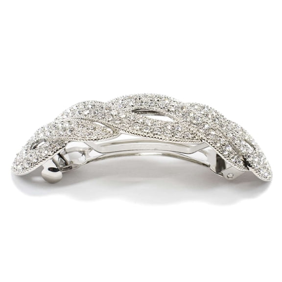 Athra Women's Large Braided Barrette, Metal  Clear Crystal,OS - US