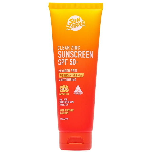 Sun Zapper Clear Zinc Protector Solar en Crema SPF 50+ 100mL 5% Zinc. Hecho en Australia.