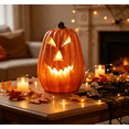 thumbnail image 5 of Pumpkin Decorations,Carved Jack‑O‑Lantern Pumpkin Decor, Hollow Out Artificial Pumpkin with Classic Face Cutouts, Halloween Decorations for Home,B, 5 of 6