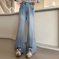 thumbnail image 2 of Miaoju Girls Flare Jeans Elastic Waistband Bell Bottom Denim Pants with Pockets, Casual Jeans for Girls, 2 of 5