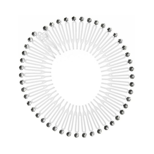 Soidarity Diamantes de imitación circulares completos Peine elástico Peines flexibles Banda para la cabeza Blanco Type3 NO3