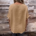 thumbnail image 4 of CIENVNSTG Linen Shirts for Women Loose Fit Crew Neck Short Sleeve Tops Plus Size Lightweight Pullover Top Casual Dressy Blouse Earthy Yellow S, 4 of 4