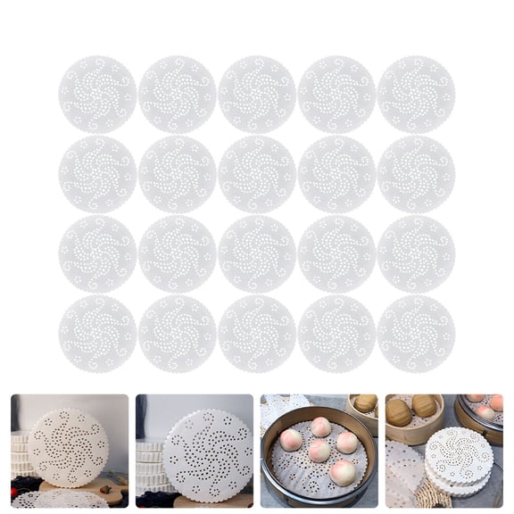 ETEREAUTY 100Pcs Non Stick Steaming Mat White Baking Paper for Microwave Oven and Air Fryer