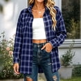 thumbnail image 2 of Xaqiouau Plaid Flannel Shirts for Women Buffalo Plaid Shirts Oversized Long Sleeve Casual Button Down Shirt Lapel Collar Button Up Shacket Jacket, 2 of 2