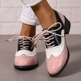 thumbnail image 2 of Womens British Oxfords Dress Shoes Vintage Color Block Pointed Toe Leather Chunky Mid Heel Ankle Combat Boots, 2 of 6
