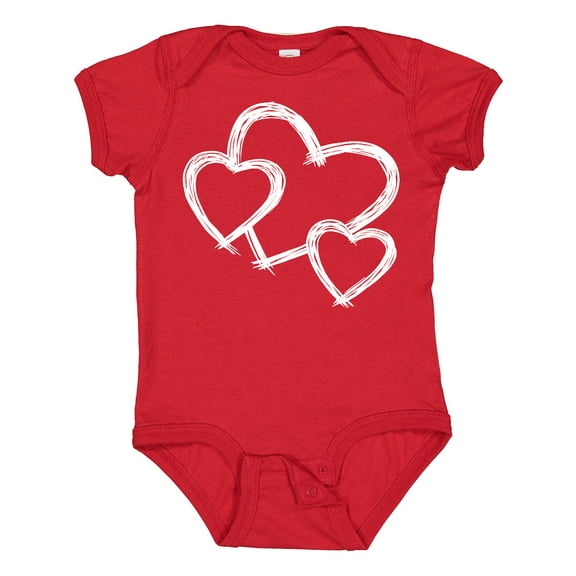 Inktastic Three White Hearts Boys or Girls Baby Bodysuit
