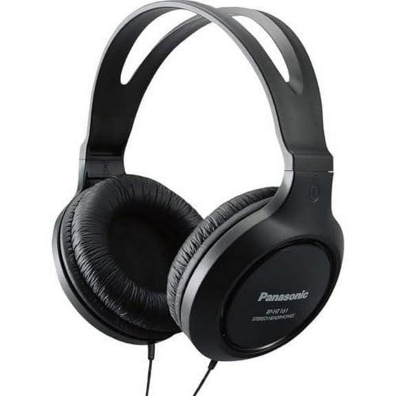 Panasonic Headphones, Lightweight Over the Ear Wired Headphones with Clear Sound and XBS for Extra Bass, Long Cord, 3.5mm Jack for Phones and Laptops  RP-HT161-K Black