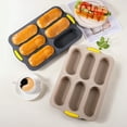 thumbnail image 2 of 6-Slot Silicone Baguette Pan,Non-Stick French Bread Baking Pan for Hoagie Homemade Rolls,Silicone Loaf Baking Pan,Silicone French Bread Loaf Baking Mould,Professional Hot Dog Bun Tray Mold,Khaki, 2 of 4