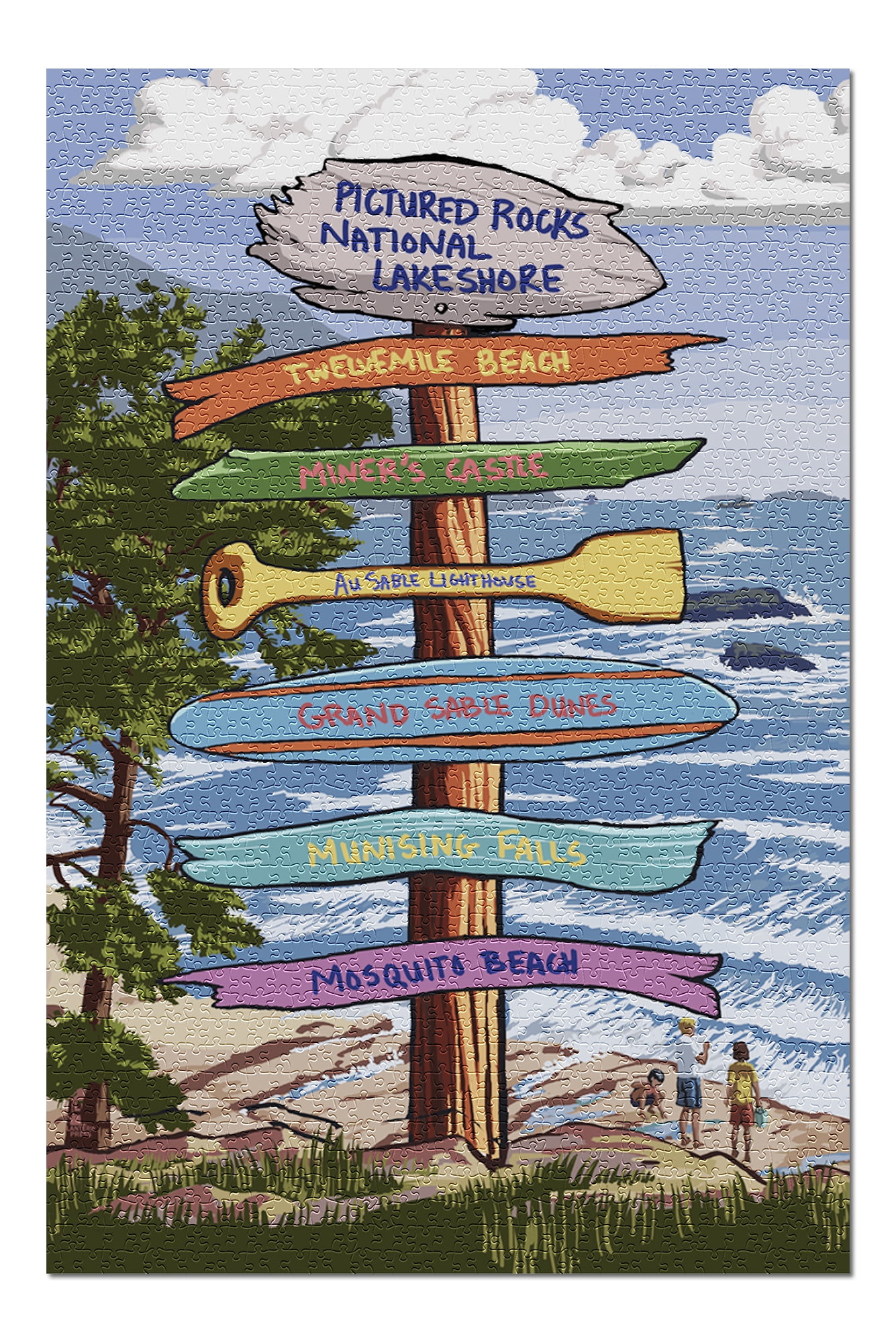 Pictured Rocks National Lakeshore, Michigan Signpost (20x30 Premium 1000 Piece Jigsaw Puzzle