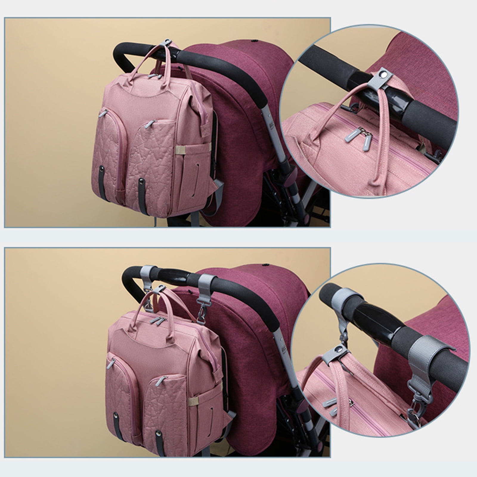 Baby Diaper Bag Backpack with Foldable Bed Changing Bed Bag with Changing Mat &Stroller Straps Portable Large Capacity for Travel Baby Supplies