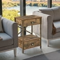 thumbnail image 2 of VECELO Wooden Nightstand with 2 Drawers, Industrial End Table for Bedroom/Living room, Brown, 2 of 8
