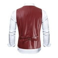 thumbnail image 7 of BauDung Mens Slim Fit Leather Vest PU Leather Vest Single Breasted Vest, 7 of 7