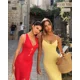 thumbnail image 1 of Vestido largo sexi con escote en V profundo, vestido Halter con encaje, elegante, sin mangas, sin espalda, con abertura, color liso, vestidos largos de fiesta para mujer de verano, 1 of 5