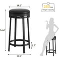 thumbnail image 2 of Garvee Set of 2 Swivel Bar Stools, 24" Counter Height Barstools with PU Leather Cushion, Backless Round Kitchen Bar Stools with Footrest, Brown Metal Frame, 2 of 8