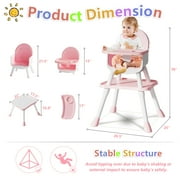 Baby High Chair 6 in 1 Convertible Highchair for Babies and Toddlers Booster Seat Floor Seat Function