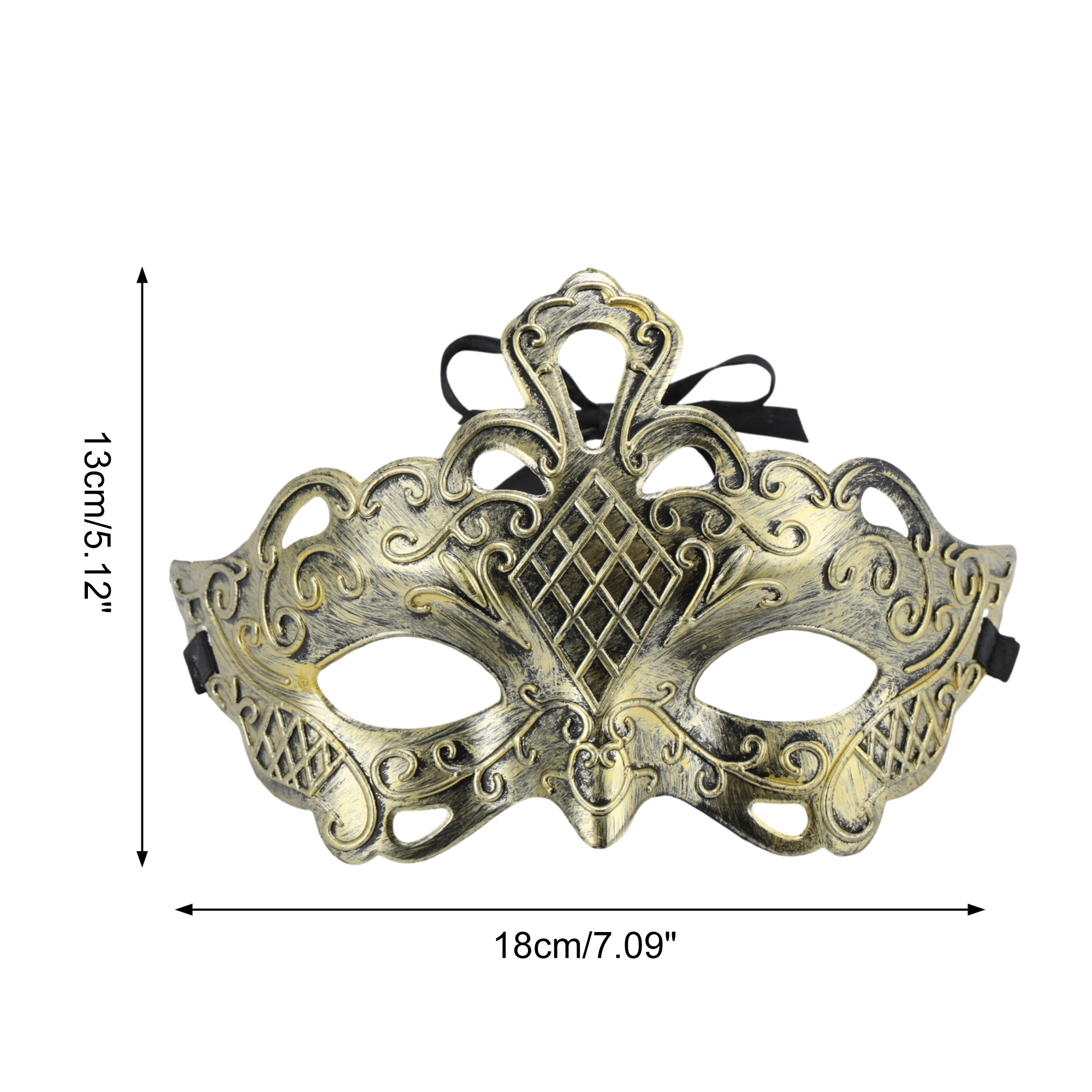 Unique Bargains Elegant Half Face Party Mask 1 Pcs Gold Pattern 7