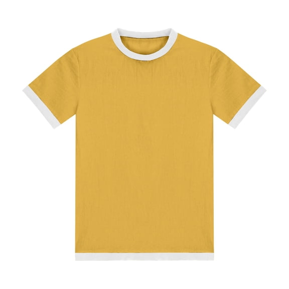 CYRBOKO Boys T-shirts, Casual Pullover Cotton Short Sleeve Summer Tops Yellow Size 7-8 T
