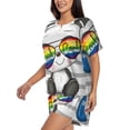 thumbnail image 2 of Bingfone Panda with Sun glasses Print Pajamas Sets for Women Soft Short-Sleeved Pjs with Lounge Shorts Two Piece Sleepwear, 2 of 8