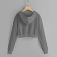 thumbnail image 6 of Jalioing Women's Crop Hoodies with Pocket Fashion Long Sleeve Drawstring Sweatshirts Trendy Solid Pullover Shirts, 6 of 9