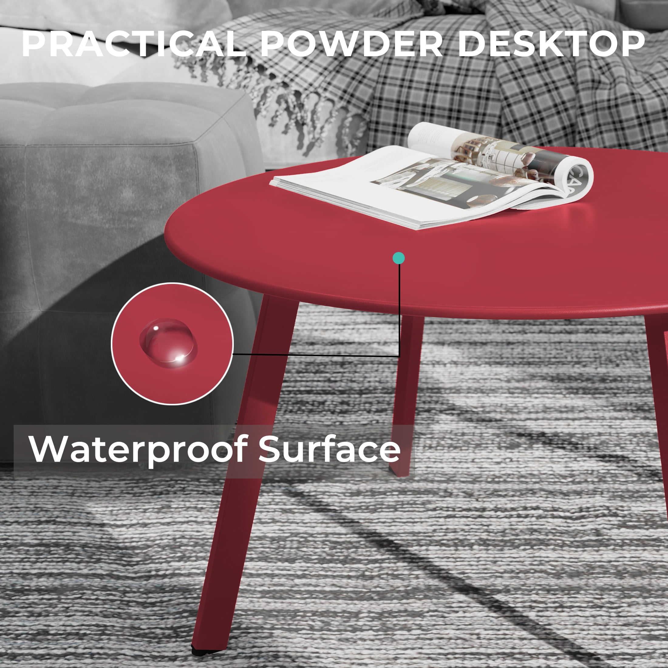 Grand Patio 28" Round Steel Outdoor Coffee Table, Red