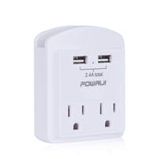 POWRUI USB Charger Wall Outlet Surge Protector Extender 2 Electrical Outlet Wall Mount, 2.4A Dual USB Charger for iPhone,iPad,Samsung Galaxy,Smartphone,Tablet