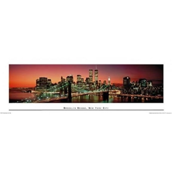 Posterazzi GAPNAT50001 New York City - Brooklyn Bridge Poster Print - 36 x 12 in.