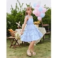 thumbnail image 5 of Oudiya Girls Summer Sundress Spaghetti Strap Boho Cami Ruffled Tiered Dresses Casual Midi Party Dress, 5-13Y, 5 of 7