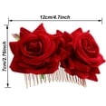 thumbnail image 4 of Paquete de 2 pinzas para el pelo con flor de rosa para mujer, accesorios para el cabello con flor de rosa, pinza para el pelo para boda, bailarina flamenca (rojo), 4 of 5