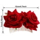thumbnail image 4 of Paquete de 2 pinzas para el pelo con flor de rosa para mujer, accesorios para el cabello con flor de rosa, pinza para el pelo para boda, bailarina flamenca (rojo), 4 of 5