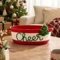 thumbnail image 7 of Christmas Cotton Rope Storage Basket Decorative Woven Basket with Embroidered Holiday Xmas Gift Basket for Gifts Candy Toy Home Table Decor, for Shelf, Desk and Bathroom Storage, Style C, 7 of 7