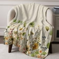 thumbnail image 3 of Throw Blanket for Couch Green Flower Floral Leaves Soft Fleece Flannel Blankets Cozy Lightweight Blanket for Home Sofa Living Room Branch Plant Nature Bed Throws 60" x 80", 3 of 9