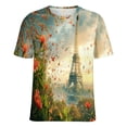 thumbnail image 5 of Blossoming Paris Eiffel Tower Women's T-Shirt Short Sleeve T Shirts Tops Tee Ladies Loose T, 5 of 6