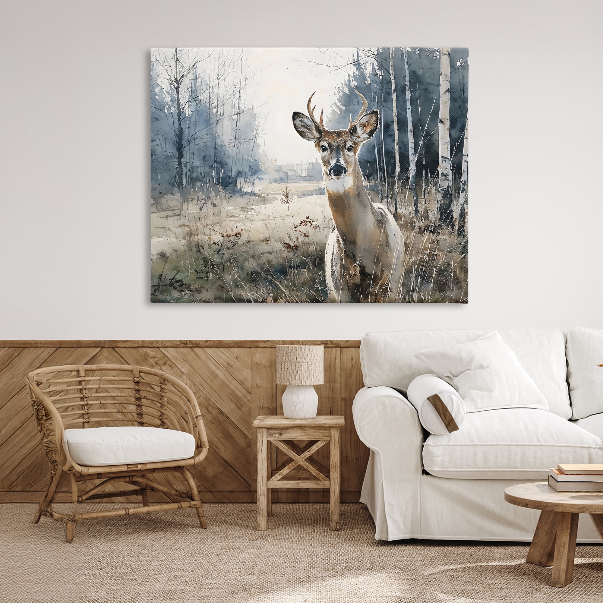 Stupell Industries Deer in Winter Wilderness Canvas Wall Art, design by Franklyn Gregory