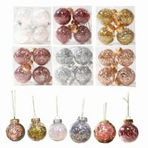 Christmas Ball Ornaments 4 Pcs - 2 inch Large Shatterproof Christmas Balls, Transparent Ball Colored Ribbon Decorations Indoor, Holiday Party Hanging Ornaments for Xmas Tree, Wreath, Vines, Red