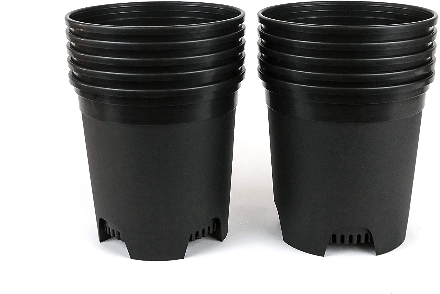 Cotta Planters 10-Pack 1.5 Gallon Plastic Nursery Plant Pots, Heavy Duty BPA-Free Recycled Plastic, Black