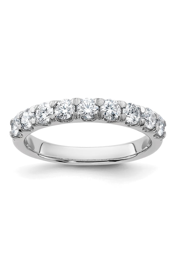 14k White Gold Ring Moissanite 0.9 ct 14kw 1ct. 9 Stone G H I True Light Band