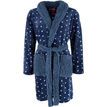 

CTM Polka Dot Plush Shawl Robe (Women)